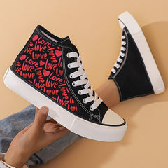 Girl's Love Heart High Top Skate Shoes
