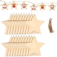 10pcs Wooden Star Christmas Tree Ornaments DIY Painting Wood Slices