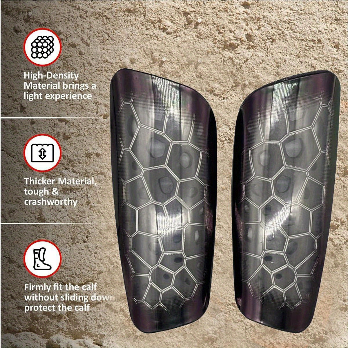 1 Pair Professional Football Shin Guards with Shock Absorbing Protection