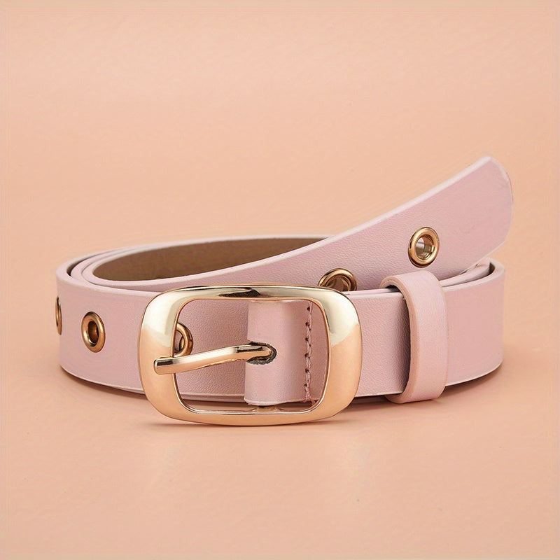 Punk PU Leather Rivet Belt Metal Oval Buckle Waist Belts