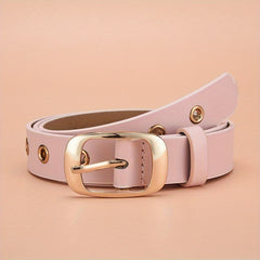 Punk PU Leather Rivet Belt Metal Oval Buckle Waist Belts