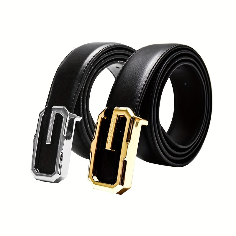 Men's Smooth Buckle Leather Belt Two Baser Cowhide