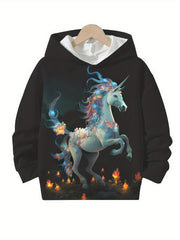 Unicorn Graphic Hoodies Girls Hooded Pullover Spring Fall Gift
