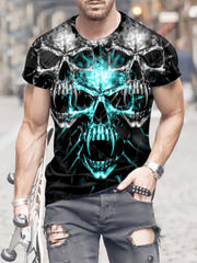 Skull 3d Pattern Print Men's Short Sleeve T shirt Graphic Tee