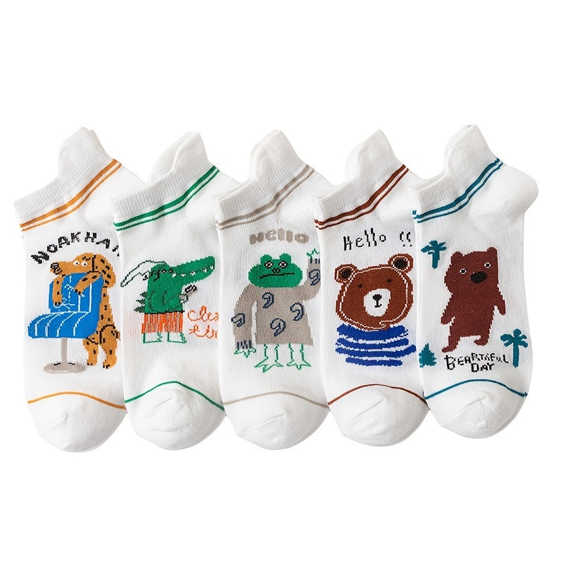 Boys Cartoon Animal Boat Socks Cotton Low Cut Ankle Socks