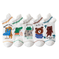 Boys Cartoon Animal Boat Socks Cotton Low Cut Ankle Socks