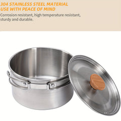 304 Stainless Steel Kitchenware Set with Teapot & Non-Stick Frying Pan