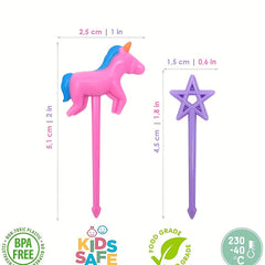 6pcs Unicorn Lunch Box Food Picks, Decorative Reusable Toothpick Set