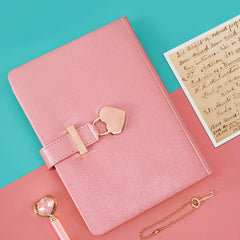 Heart Lock Journal & Pink Drill Pen Set