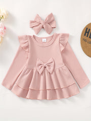 2pcs Girls Regular Sleeve Top & Denim Pants For Kids Clothes