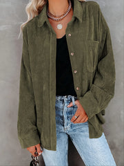 Solid Lapel Long Sleeve Jacket for Women