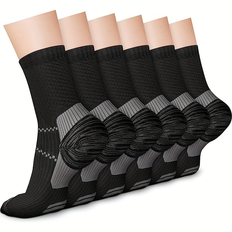 3 Pairs Compression Crew Socks 15-20 mmHg Support Recovery