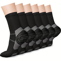 3 Pairs Compression Crew Socks 15-20 mmHg Support Recovery