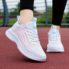 Breathable Lace Up Walking Shoes for Women - Non Slip Mesh Sneakers