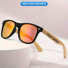 2pcs Personalized Wooden Glasses Custom Engraving High Bamboo Frame