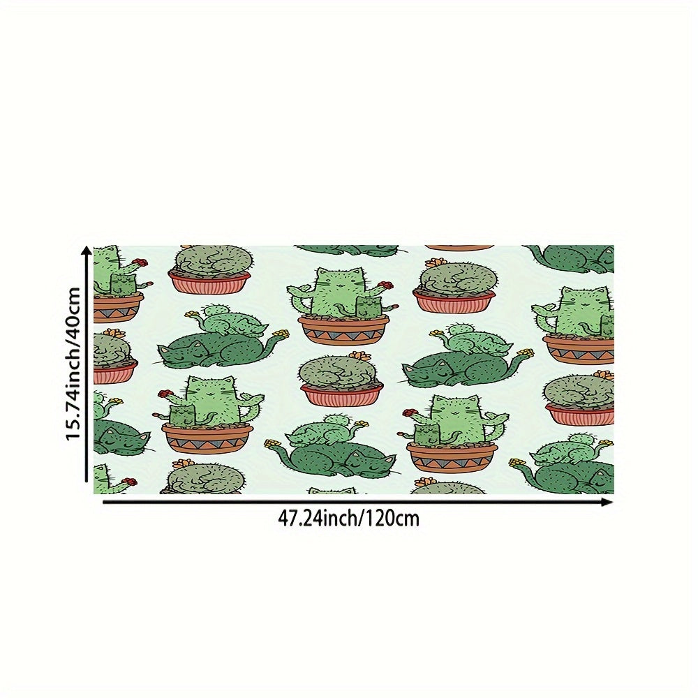 Cactus Pattern Rug Small Potted Plant Print Carpet Machine Washable Mat