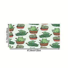 Cactus Pattern Rug Small Potted Plant Print Carpet Machine Washable Mat