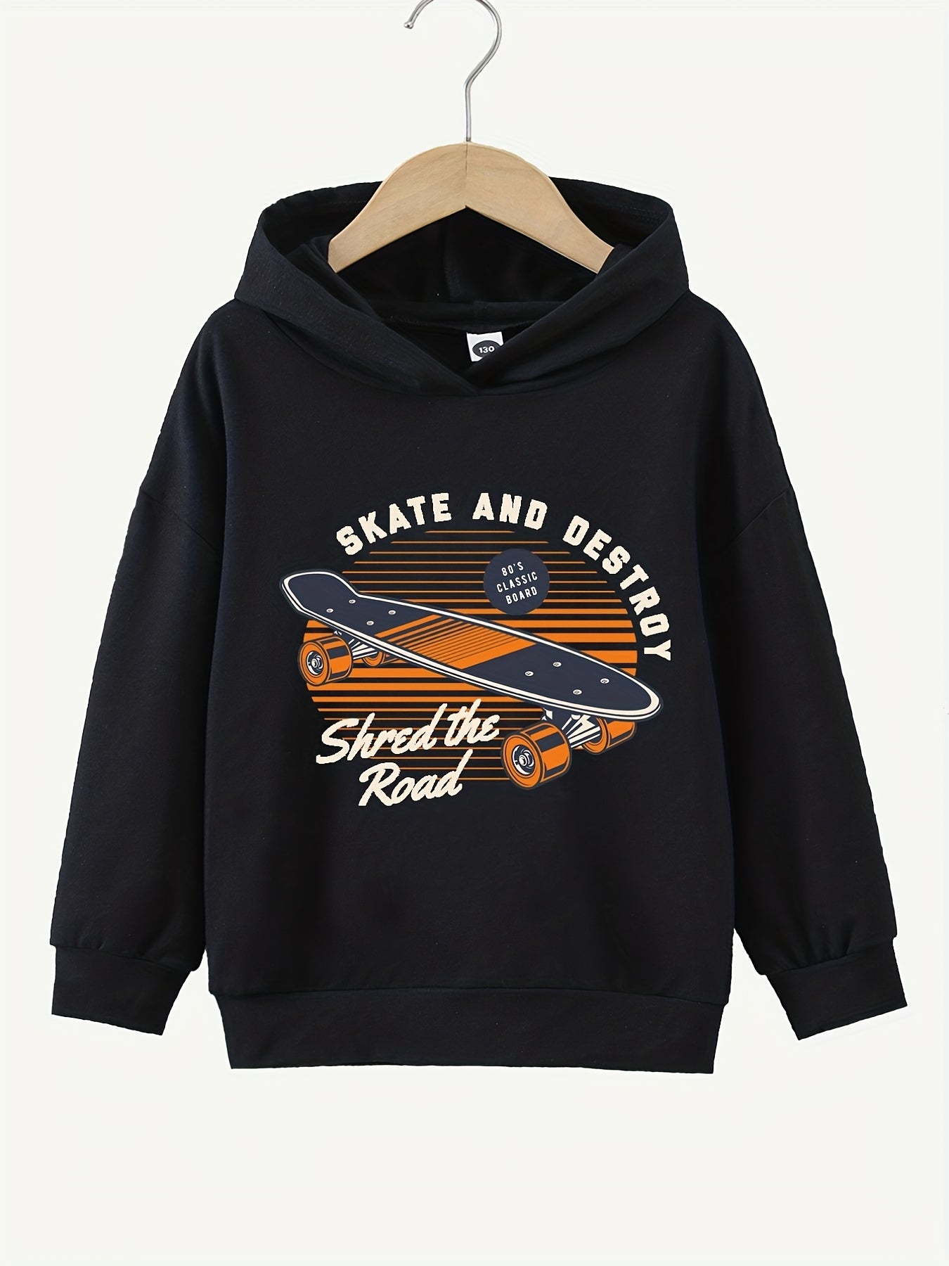Skateboard Print Boys Hoodie Sweatshirt for Kids