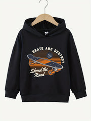 Skateboard Print Boys Hoodie Sweatshirt for Kids