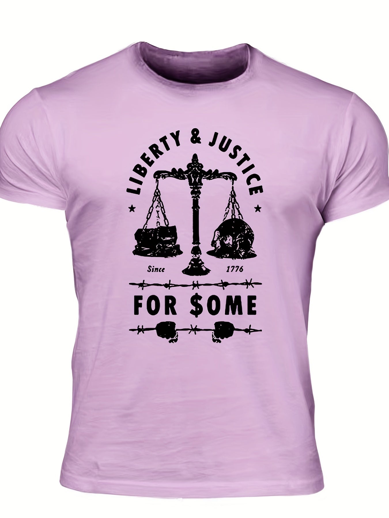 Men's Liberty & Justice Print Tee Crew Neck T-shirt
