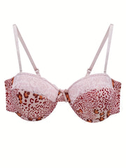 Leopard Print Lace Push Up Bra Women's Lingerie