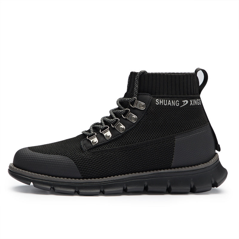 Men's Winter Knitted Lace-Up Mid Boots