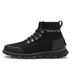 Men's Winter Knitted Lace-Up Mid Boots