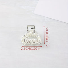 4pcs Silvery Mini Hair Claw with Faux Pearl Ponytail Holder
