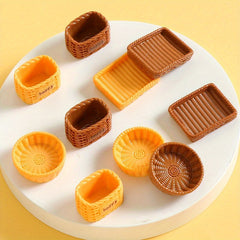 3D Mini Bread Basket Resin Tray for DIY Crafts Games Ornaments