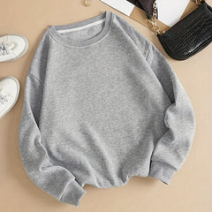 Women's Crew Neck Solid Pullover Sweatshirt for Fall & Winter
