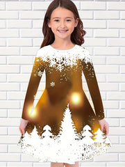 Girls' Magical Forest Long Sleeve Dress for Fall