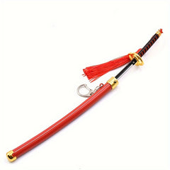 Mini Red Sheath Model Alloy Material Japanese Keychain Anime Game Weapon