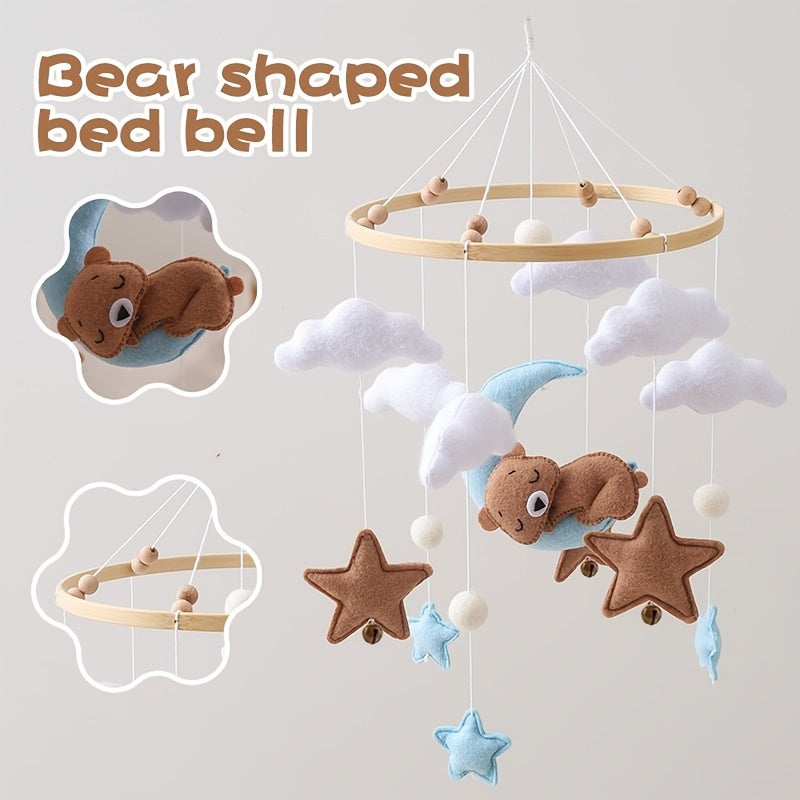 Baby Crib Cloth Mobile Coffee Bear Stars Moon Shapes Ringtone