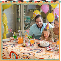 2pcs Rainbow Tablecloth Bohemian Cloud Rectangle Plastic Table Cover