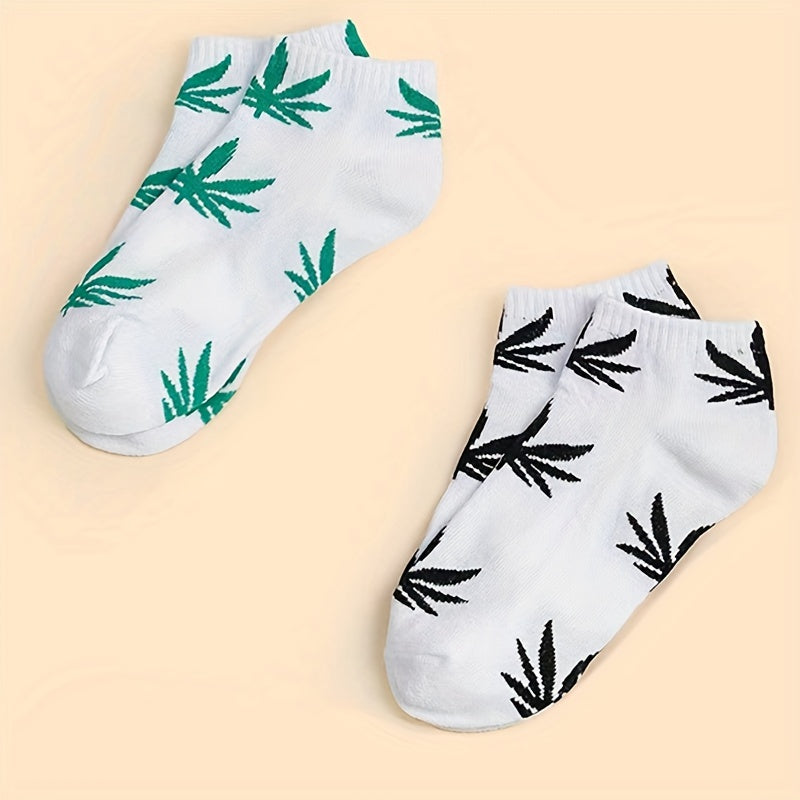 10 Pairs Leaf Pattern Socks Low Cut Ankle Socks Women's Stockings