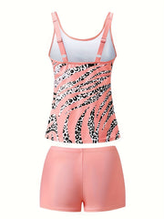 Leopard Print Tank Top & Shorts Swimsuit Set