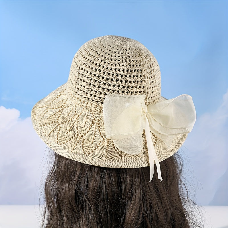 Wide Brim Beige Sun Hat Crochet Bucket Hat