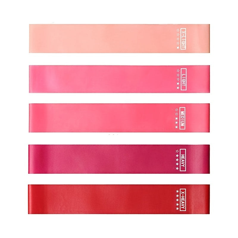 5pcs Gradient Pink TPE Resistance Band for Muscle Training