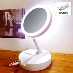 USB Dual Purpose Double Sided Mirror LED Makeup Mirror Portable Makeup Mirror