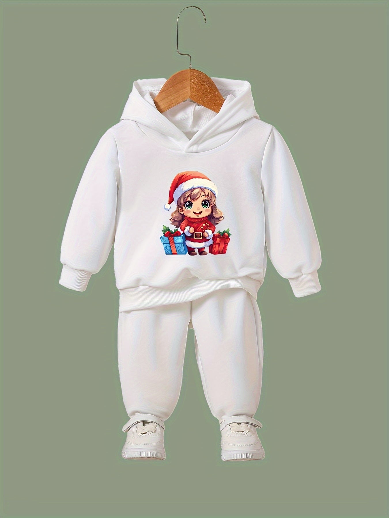 Girls Boys Girl Print Hoodies Pants Set Spring Fall Sports Christmas