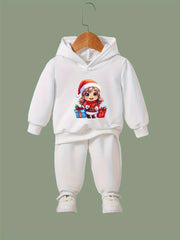 Girls Boys Girl Print Hoodies Pants Set Spring Fall Sports Christmas
