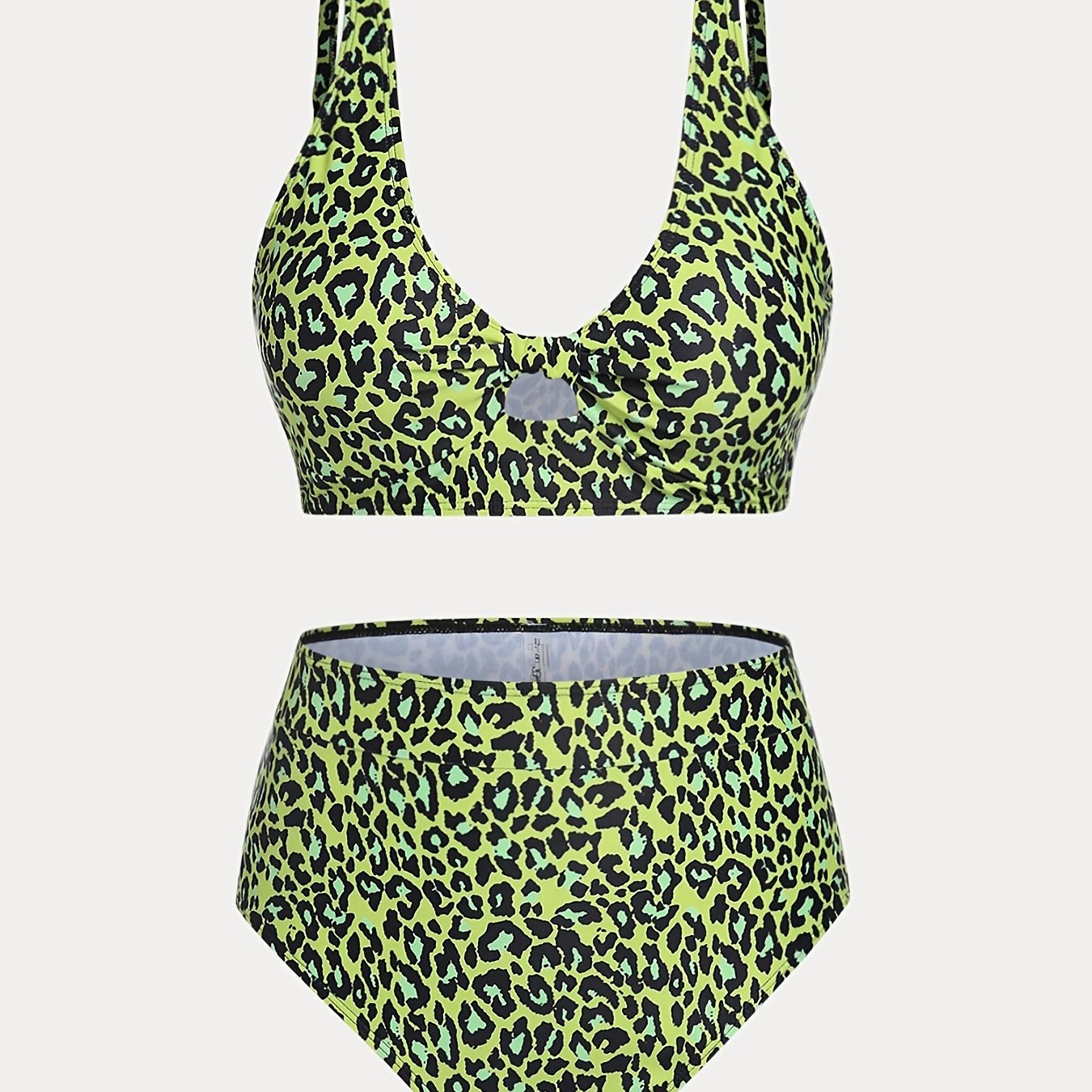 Leopard Print Cut Out Bra & High Rise Panty Swimsuit Set