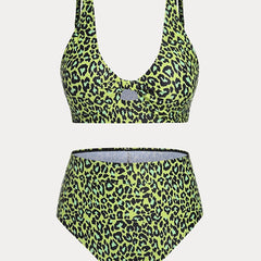 Leopard Print Cut Out Bra & High Rise Panty Swimsuit Set