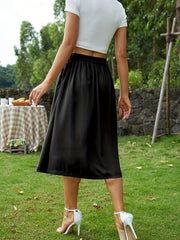 High Waist Button Front Casual Skirt