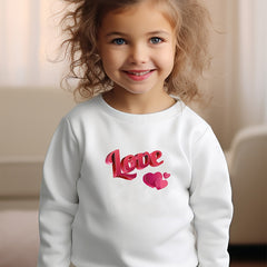 Girls Love Pattern Crew Neck Sweatshirt For Spring Fall Christmas Gift