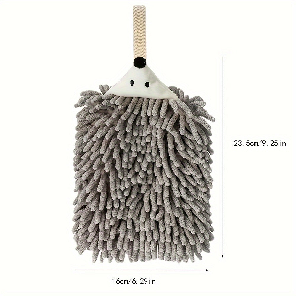 Cartoon Hedgehog Chenille Fingertip Towel - Soft Hand Drying Towel