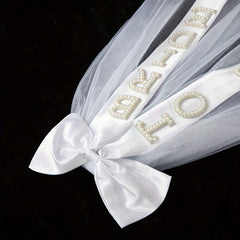 Bridal Veil Rhinestone Bride Bow Tulle Headpiece for Bachelorette Bridal Showers