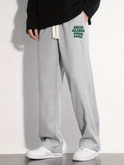 Cartoon Letter Print Joggers Men's Casual Loose Fit Pants