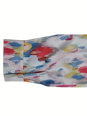 Painting Print Button Up Long Sleeve Top
