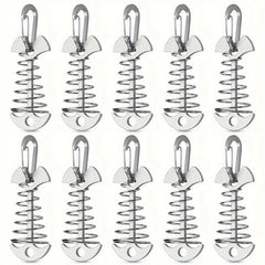 10PCS Fishbone Anchor Pegs w/ Carabiners Aluminum Tie Down Tent Stakes